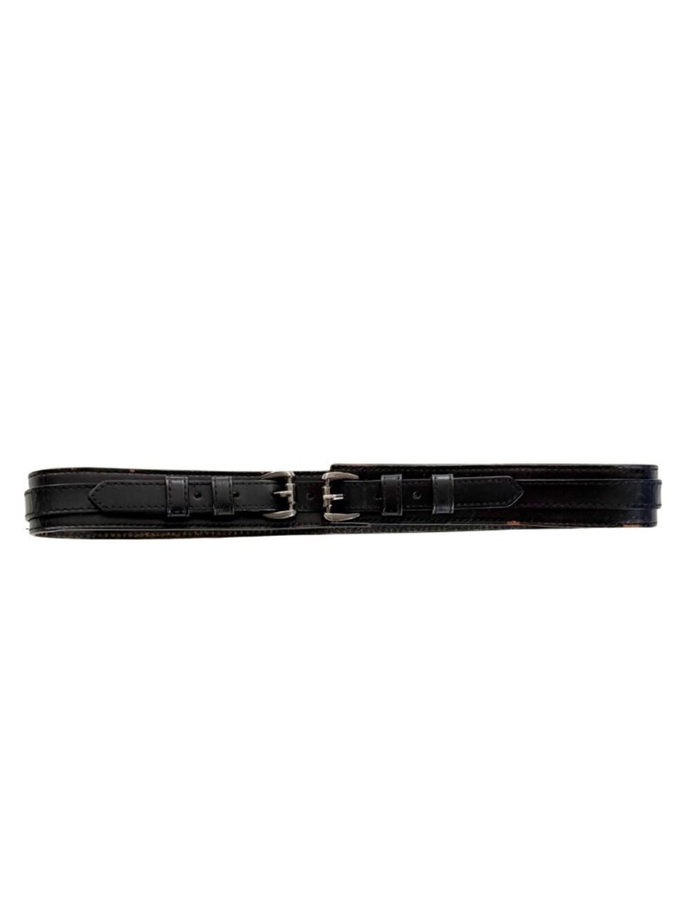 Vintage Jacob Black Leather Double Buckle Belt Equestrian Moto